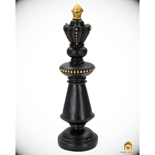 Re scacchi in resina nero e oro - cm Ø 11 x 32,5