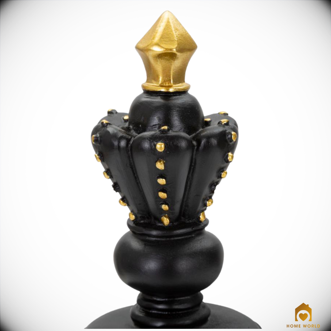 Re scacchi in resina nero e oro - cm Ø 11 x 32,5
