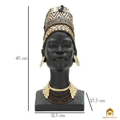 Statuetta Donna Masai con Turbante - cm 21,5 x 27,5 x 45